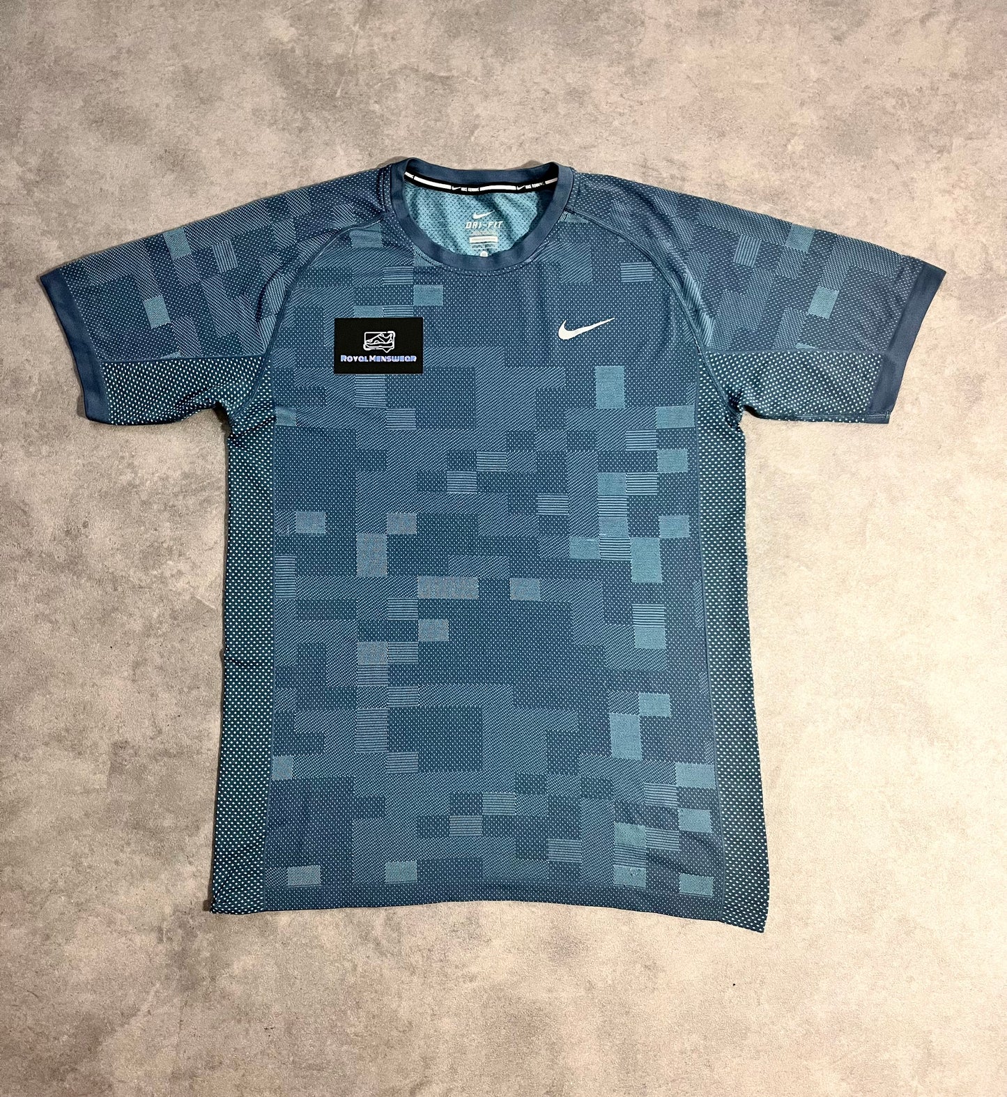 RFLF glitch tech knit T-shirt - ocean blue