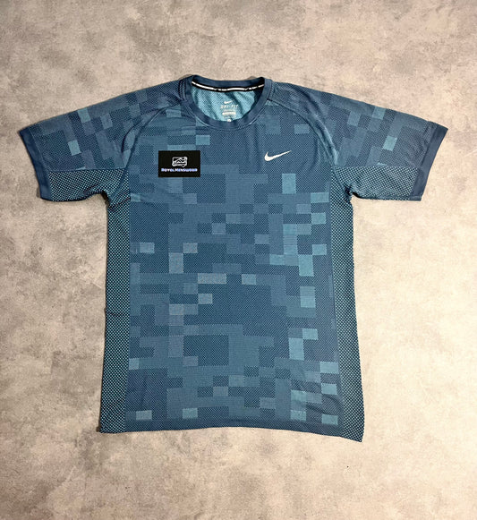 RFLF glitch tech knit T-shirt - ocean blue